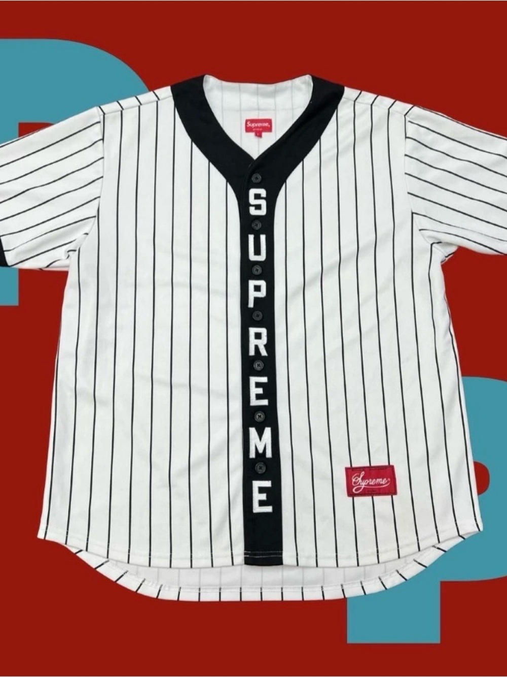 Supreme Vertical Logo Baseball Jersey (Large)